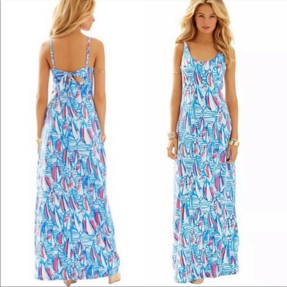 Lilly Pulitzer Palm Maxi Dress Red White Return XS